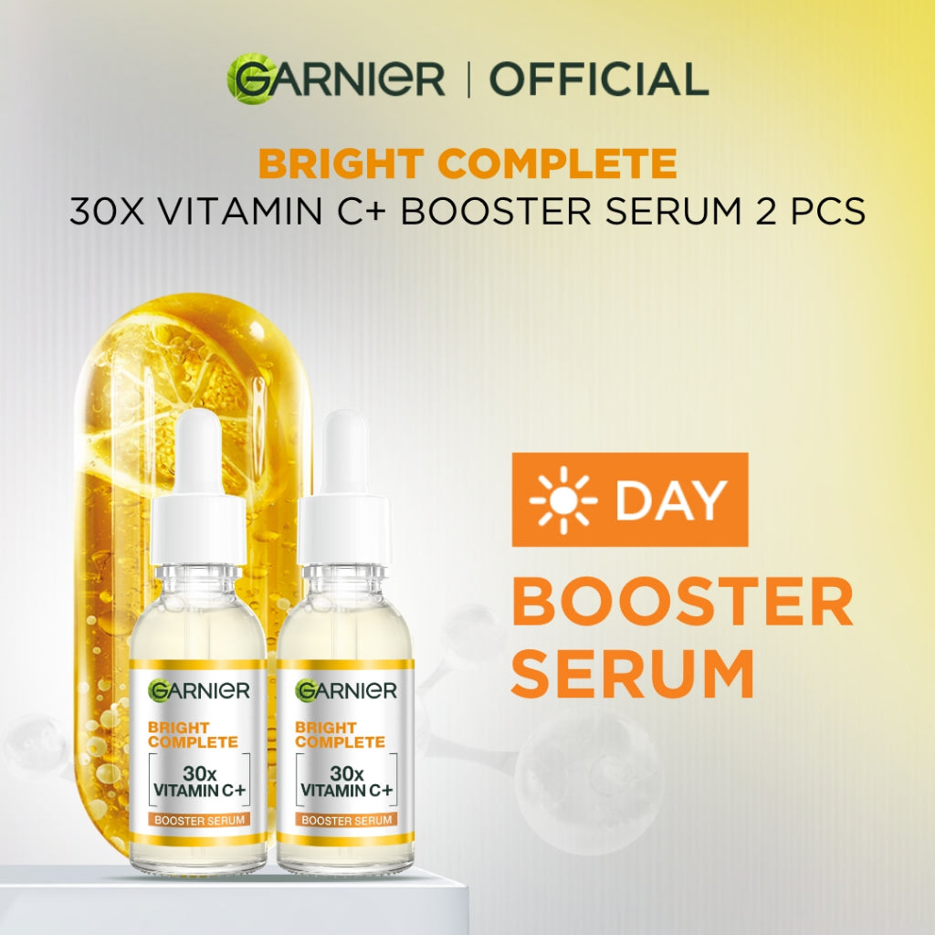 [PAKET HEMAT ISI 2] GARNIER Serum Vitamin C Bright Complete Vitamin C 30x Booster Serum Skincare - 30ml Serum Mencerahkan Wajah Cepat Cerahkan Noda Hitam Serum Wajah