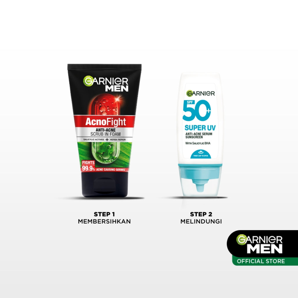 [PAKET HEMAT ISI 2] GARNIER Men Value Skincare Set | Face Wash + Sunscreen SPF 50 PA ++++ | Moisturizer Serum Brightening Sabun Cuci Muka Pria Facial Wash Foam