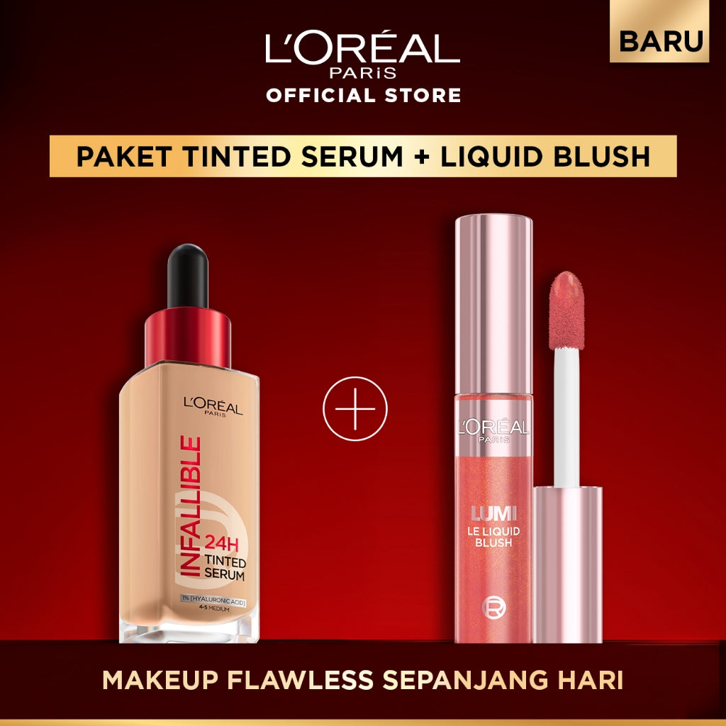 [BARU] Paket Tinted Serum Foundation + Lumi Le Liquid Blush |Memberikan Hasil Kulit Glowing dengan Flawless Coverage Hingga 24 Jam| Make Up Tahan Lama Waterproof dan Transferproof Blendable No Patchy No Cakey