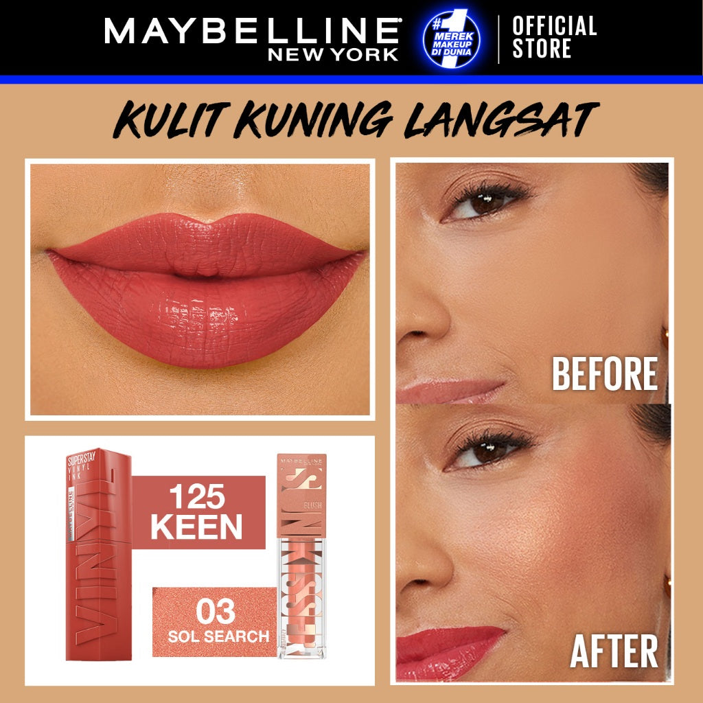 [EXCLUSIVE SHOPEE] MAYBELLINE OFFICIAL Glow Up Duo Shine All Day - Sunkisser 2-in-1 Blush Highlighter + Superstay Vinyl Ink