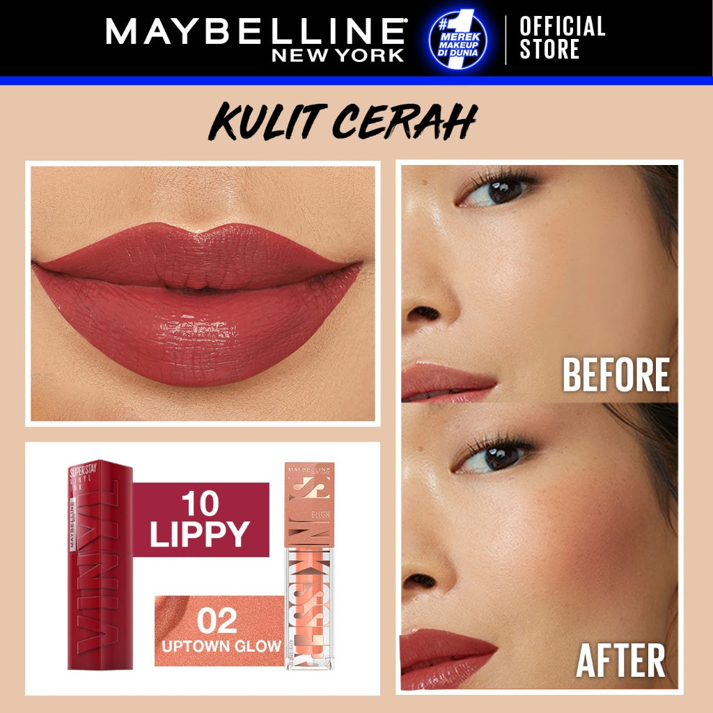 [EXCLUSIVE SHOPEE] MAYBELLINE OFFICIAL Glow Up Duo Shine All Day - Sunkisser 2-in-1 Blush Highlighter + Superstay Vinyl Ink