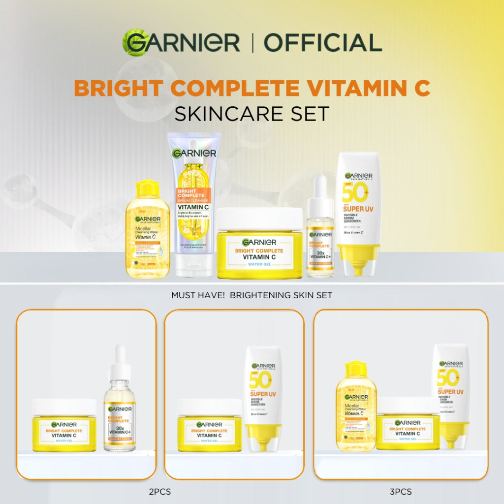 GARNIER Paket Skincare 1 Set Lengkap Vitamin C Brightening 2pcs 3pcs 5pcs| Day Cream Tone Up Mencerahkan Moisturizer Pelembab Facial Wash Sunscreen