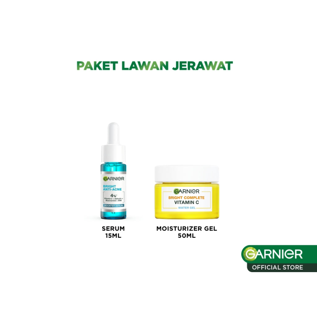 GARNIER Paket Skincare 1 Set Lengkap Salycilic Acid Anti Acne Lawan Jerawat 2pcs 3pcs 5pcs | Day Cream Tone Up Mencerahkan Moisturizer Pelembab Facial Wash Sunscreen