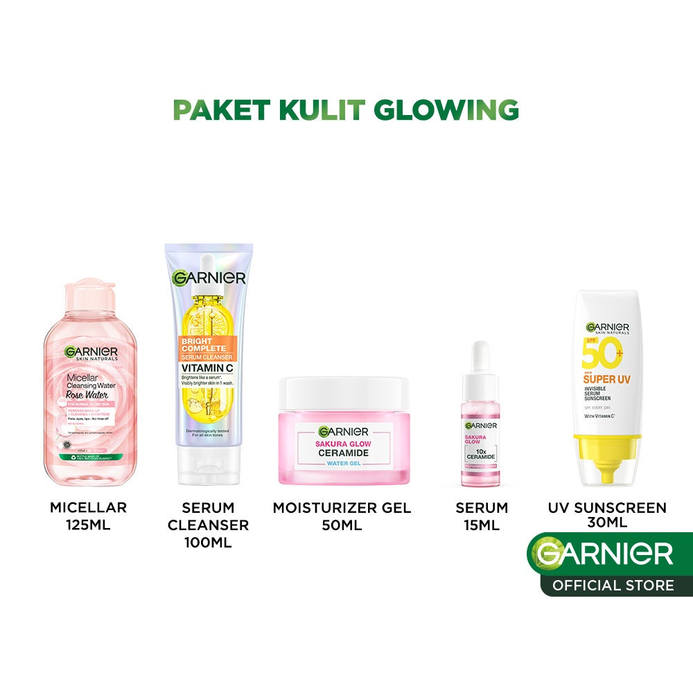 GARNIER Paket Skincare 1 Set Lengkap Sakura Glow Ceramide Skin Barrier 2pcs 3pcs 5pcs| Day Cream Tone Up Mencerahkan moisturizer pelembab Facial Wash Sunscreen