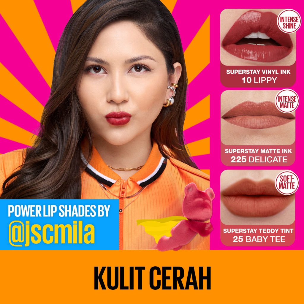 MAYBELLINE OFFICIAL Superstay Lip Bundle Superstay Matte Ink + Superstay Vinyl Ink + Superstay Teddy Tint | Liquid Long Lasting Waterproof Matte Lipstick Lipcream Make Up Transferproof