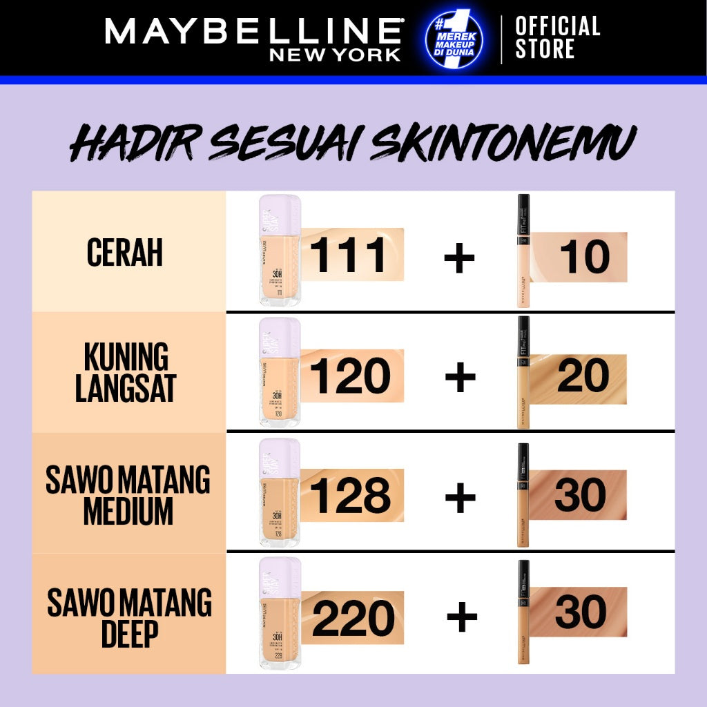 MAYBELLINE OFFICIAL Radiant Matte Duo : Superstay Lumi Matte Foundation + Fit Me Concealer