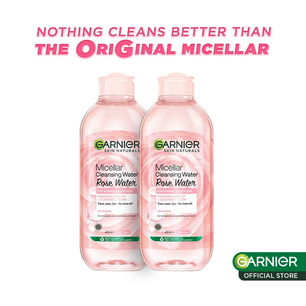 [PAKET HEMAT ISI 2] GARNIER Micellar Water Rose Skincare 400ml Skincare Cleansing - Pembersih Wajah & Make up Waterproof Air Mawar Cocok untuk semua jenis kulit glowing Micellar Cleansing Water