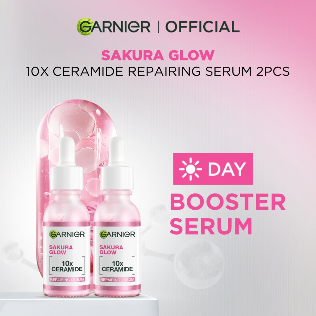 [PAKET HEMAT ISI 2] GARNIER Serum Perbaiki Skin Barrier Sakura Glow Hyaluron Ceramide 30x Booster Serum 30ml - Skincare Serum untuk kulit glowing