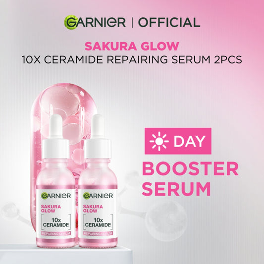 [PAKET HEMAT ISI 2] GARNIER Serum Perbaiki Skin Barrier Sakura Glow Hyaluron Ceramide 30x Booster Serum 30ml - Skincare Serum untuk kulit glowing