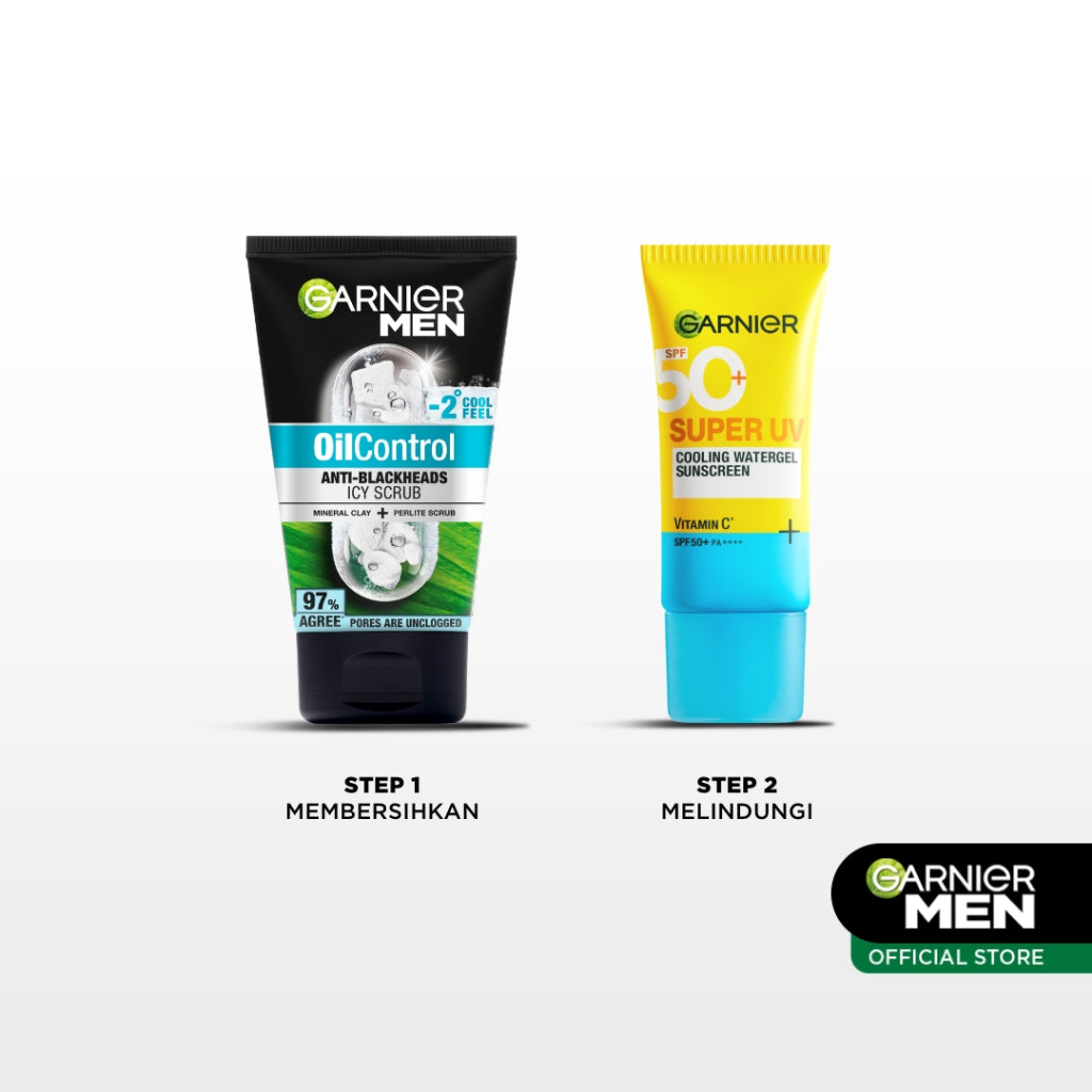 [PAKET HEMAT ISI 2] GARNIER Men Value Skincare Set | Face Wash + Sunscreen SPF 50 PA ++++ | Moisturizer Serum Brightening Sabun Cuci Muka Pria Facial Wash Foam