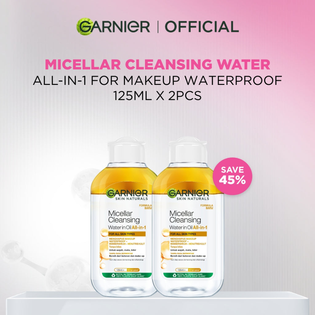 [PAKET HEMAT ISI 2] GARNIER Micellar Water 125ml ALL VARIANT Skincare Cleansing - Pembersih Wajah & Make up untuk Kulit Sensitif Micellar Cleansing Water Paket Skincare 1 set lengkap