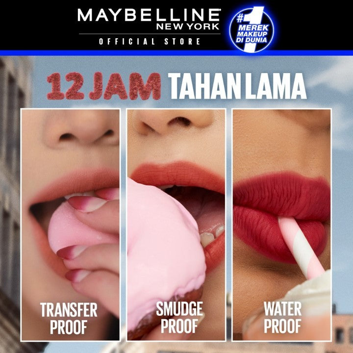 MAYBELLINE OFFICIAL Superstay Teddy Tint 2 pcs 5 mL - Teddy Soft Matte Tahan 12 Jam Lipstick Lipcream Liptint