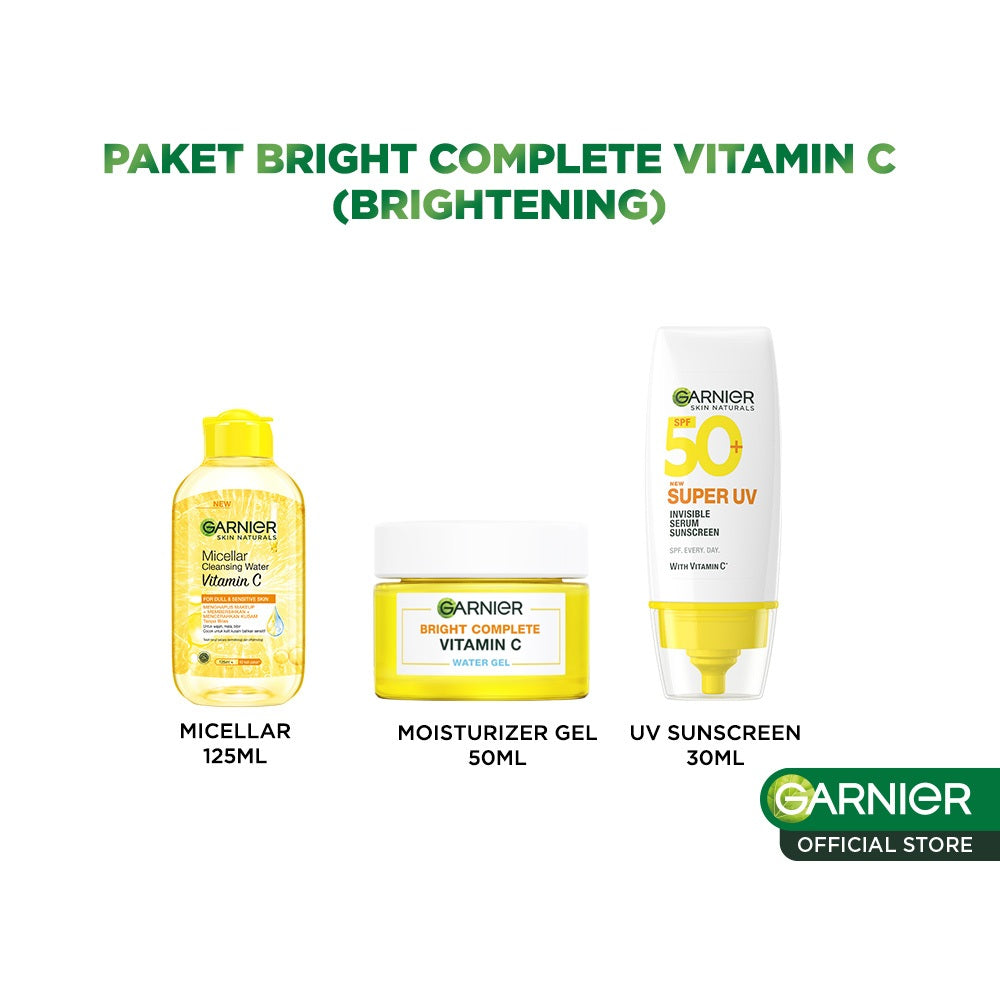 GARNIER Paket Skincare 1 Set Lengkap Vitamin C Brightening 2pcs 3pcs 5pcs| Day Cream Tone Up Mencerahkan Moisturizer Pelembab Facial Wash Sunscreen