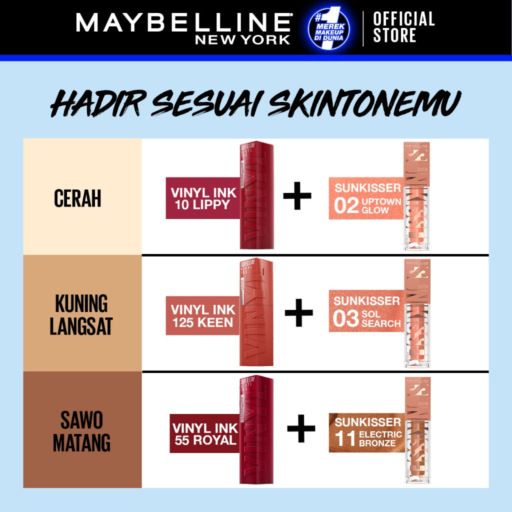 [EXCLUSIVE SHOPEE] MAYBELLINE OFFICIAL Glow Up Duo Shine All Day - Sunkisser 2-in-1 Blush Highlighter + Superstay Vinyl Ink