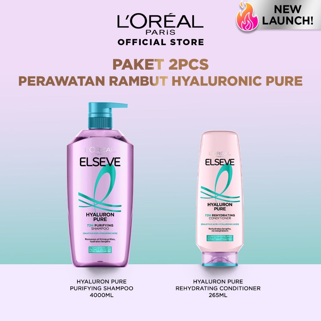[PAKET HEMAT 2PCS] Elseve Hair Care Shampoo + Conditioner | Perawatan Rambut Kering, Rontok, Rusak, Lepek & Berminyak | Hair Treatment for Dry, Damaged, Hair Loss, Greasy, Oily | Hyaluronic Acid | Salicylic Acid | Ceramide