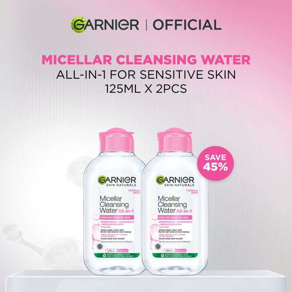 [PAKET HEMAT ISI 2] GARNIER Micellar Water 125ml ALL VARIANT Skincare Cleansing - Pembersih Wajah & Make up untuk Kulit Sensitif Micellar Cleansing Water Paket Skincare 1 set lengkap