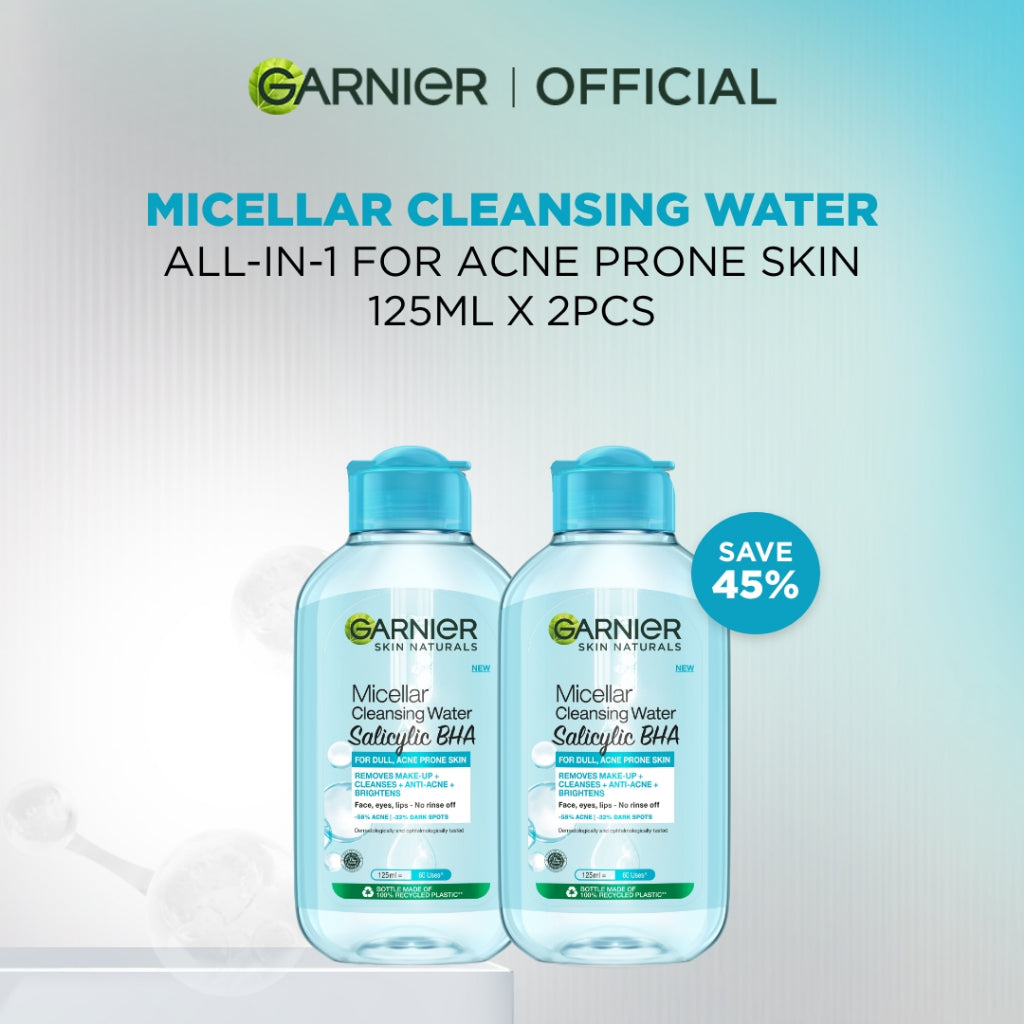 [PAKET HEMAT ISI 2] GARNIER Micellar Water 125ml ALL VARIANT Skincare Cleansing - Pembersih Wajah & Make up untuk Kulit Sensitif Micellar Cleansing Water Paket Skincare 1 set lengkap