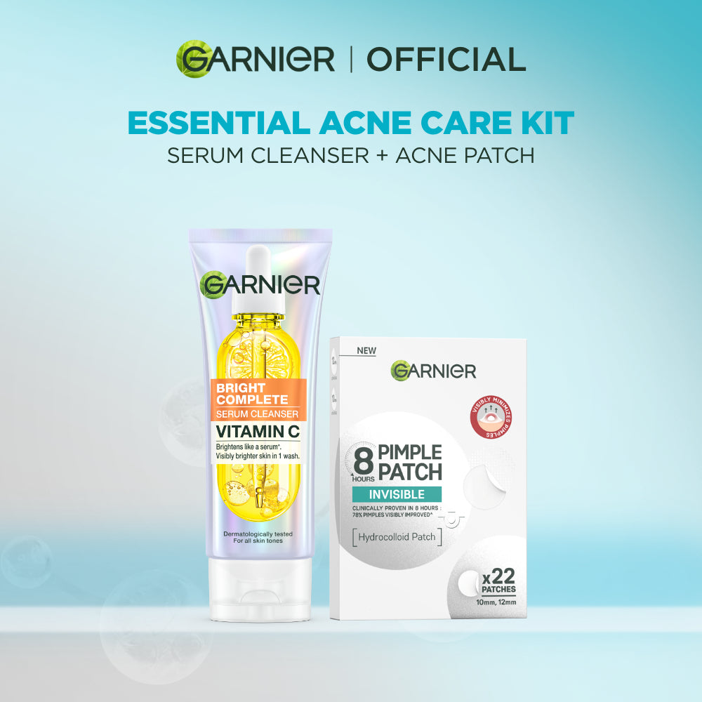 GARNIER Facial Wash Bright Complete Vitamin C Serum Cleanser 100ml Paket Skincare Pembersih Wajah Mencerahkan Seperti Serum Wash Sabun Cuci Muka Sabun Muka Glowing dan Memutihkan Moisturizer Sunscreen