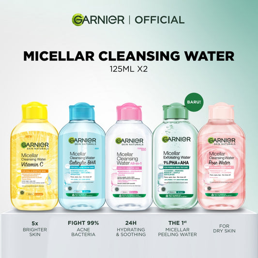 [PAKET HEMAT ISI 2] GARNIER Micellar Water 125ml ALL VARIANT Skincare Cleansing - Pembersih Wajah & Make up untuk Kulit Sensitif Micellar Cleansing Water Paket Skincare 1 set lengkap
