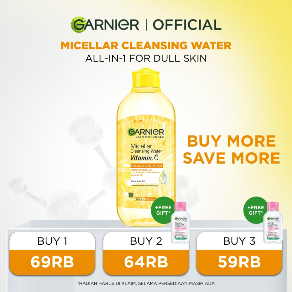GARNIER Micellar Water ALL VARIANT 400ml Skincare Cleansing - Pembersih Wajah & Make up Membersih dalam sekali swipe Suitable for All Skin Brightening Clear Skin Micellar Cleansing Water