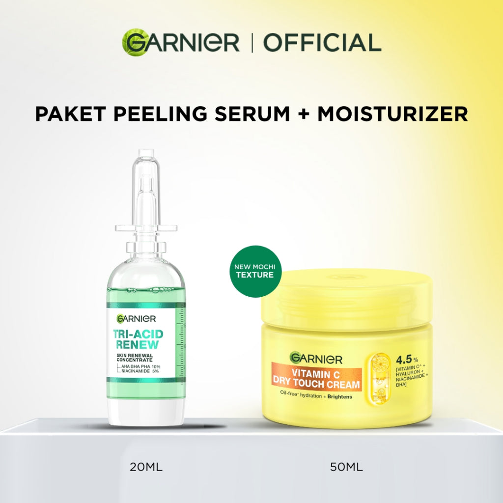GARNIER Tri Acid Renew Peeling Serum Exfoliasi Wajah - Glass Skin AHA BHA PHA 10% Niacinamide 5% Skincare Exfoliating Renewal Concentrate kulit ideal daily safe for sensitive skin exfoliant serum mencerahkan wajah
