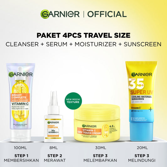 [Paket Skincare Pemula] Garnier Starter Kit Isi 4 Hanya 100 ribu Bright Complete Anti Acne | Untuk kulit berjerawat | Brightening | Removes Skin Blemishes