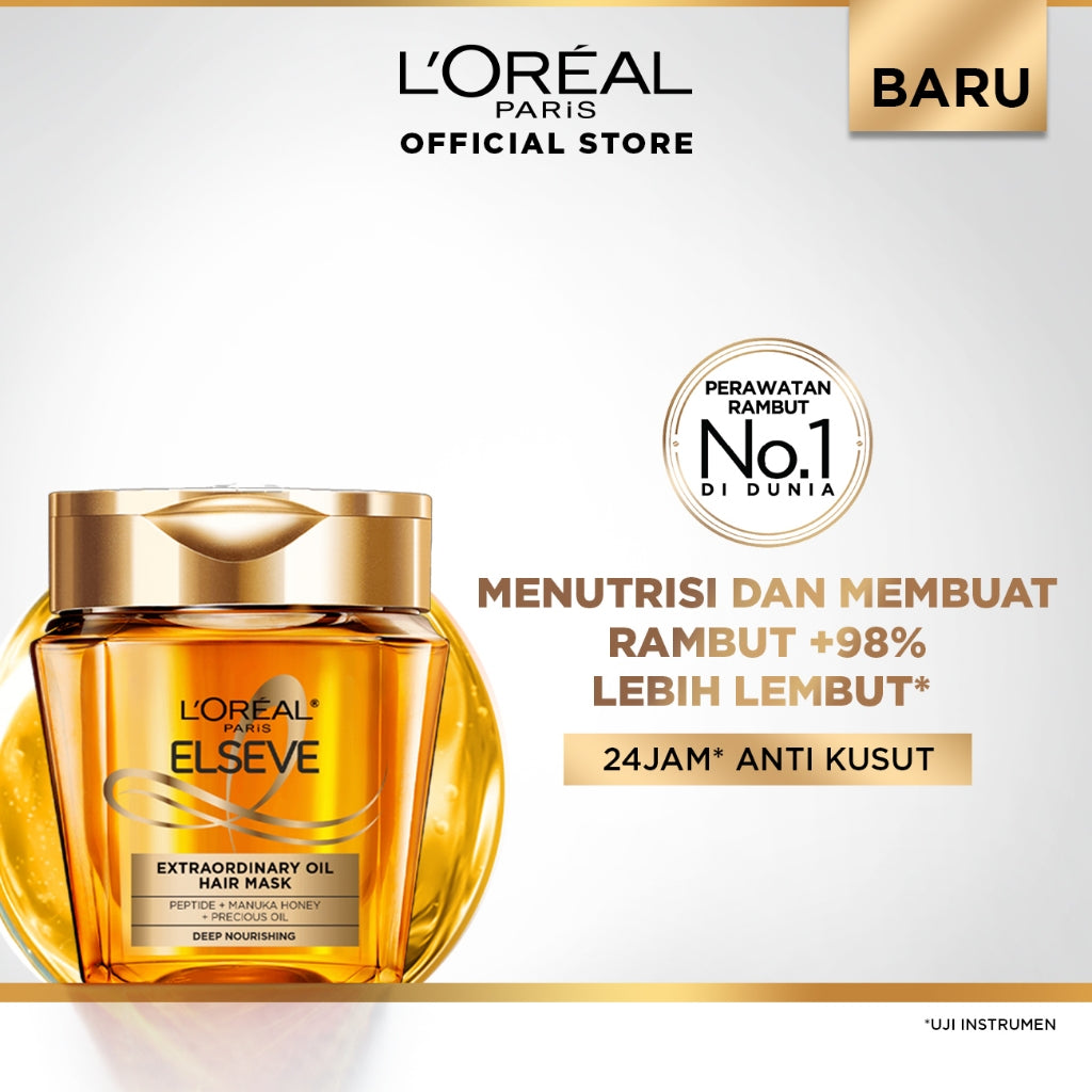 [BARU] L'Oreal Paris Elseve Extraordinary Oil Mask 250mL | Refill Mask 250mL | Nutrisi Rambut Kering, Kusam, dan Rusak | Untuk Rambut Frizzy - Kusut