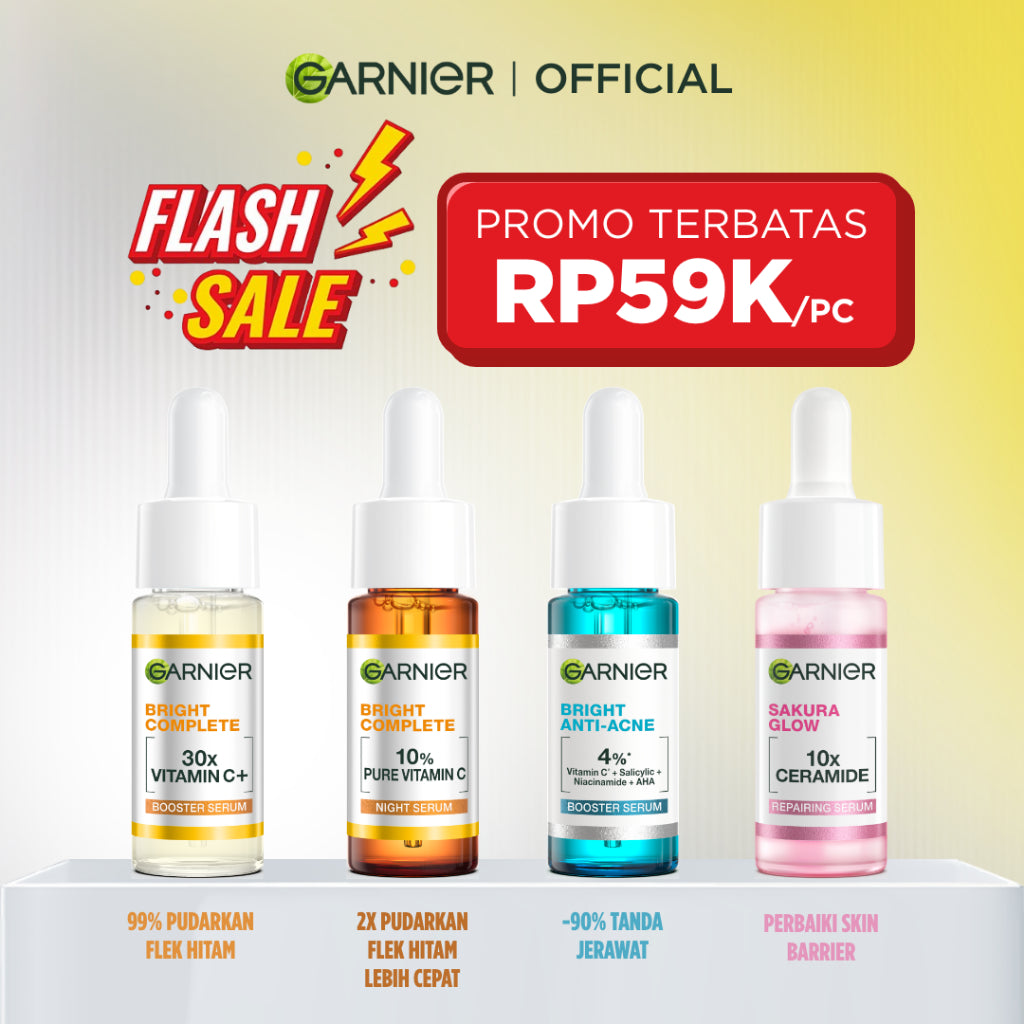 GARNIER Serum Skincare ALL VARIANT Serum Mencerahkan Wajah Vitamin C Ceramide Salycilic Acid Night Peeling Serum 15ml 30ml 50ml Cocok untuk semua jenis kulit Serum Pagi & Malam