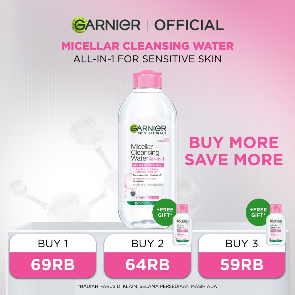 GARNIER Micellar Water ALL VARIANT 400ml Skincare Cleansing - Pembersih Wajah & Make up Membersih dalam sekali swipe Suitable for All Skin Brightening Clear Skin Micellar Cleansing Water