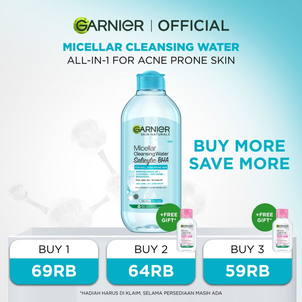 GARNIER Micellar Water ALL VARIANT 400ml Skincare Cleansing - Pembersih Wajah & Make up Membersih dalam sekali swipe Suitable for All Skin Brightening Clear Skin Micellar Cleansing Water