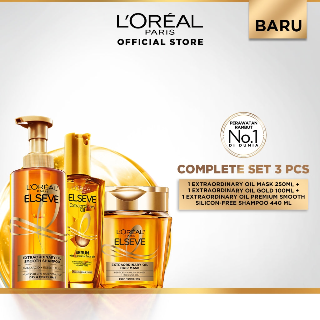[BARU] L'Oreal Paris Elseve Extraordinary Oil Mask 250mL | Refill Mask 250mL | Nutrisi Rambut Kering, Kusam, dan Rusak | Untuk Rambut Frizzy - Kusut