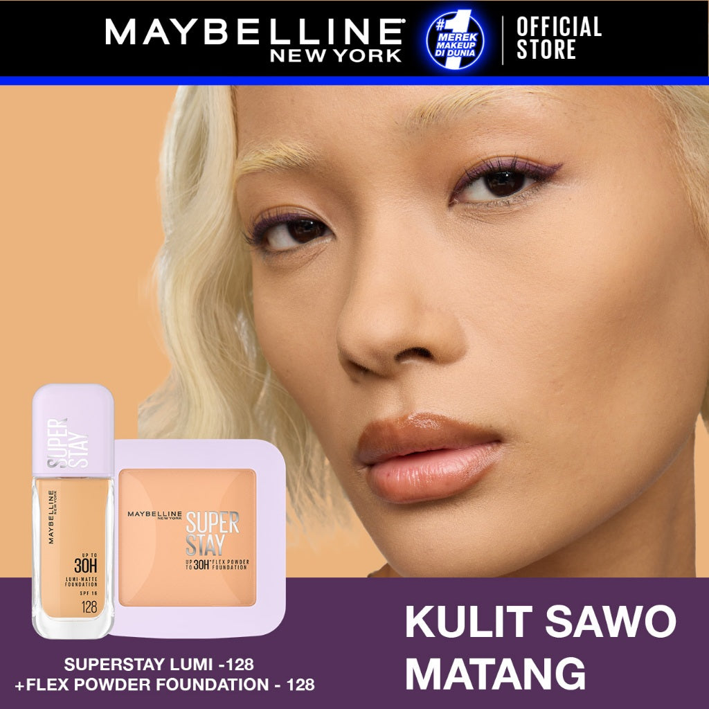 [BARU HANYA DI SHOPEE] MAYBELLINE OFFICIAL Superstay Unbreakable Duo - Superstay Lumi Matte Foundation + Superstay Flex Powder Foundation Liquid Foundation Ringan Tahan Lama Two-Way Cake Oil Control Transferproof Waterproof Skintone Paket Complexion