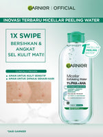 BARU Garnier Micellar Water Peeling Exfoliating 1% AHA + PHA - 400ml Skincare Pembersih Wajah & Make up untuk mengangkat sel kulit mati