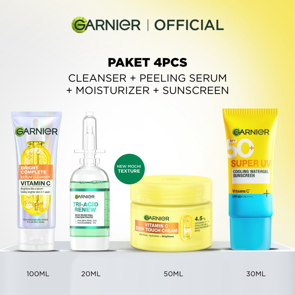GARNIER Tri Acid Renew Peeling Serum Exfoliasi Wajah - Glass Skin AHA BHA PHA 10% Niacinamide 5% Skincare Exfoliating Renewal Concentrate kulit ideal daily safe for sensitive skin exfoliant serum mencerahkan wajah