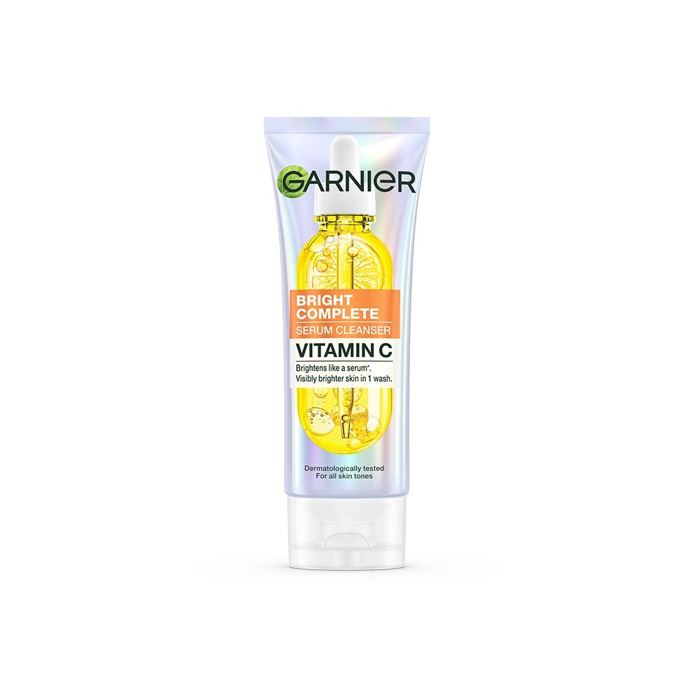 GARNIER Facial Wash Bright Complete Vitamin C Serum Cleanser 100ml Paket Skincare Pembersih Wajah Mencerahkan Seperti Serum Wash Sabun Cuci Muka Sabun Muka Glowing dan Memutihkan Moisturizer Sunscreen