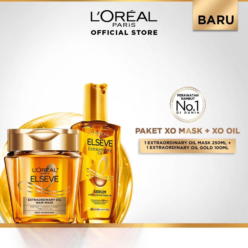 [BARU] L'Oreal Paris Elseve Extraordinary Oil Mask 250mL | Refill Mask 250mL | Nutrisi Rambut Kering, Kusam, dan Rusak | Untuk Rambut Frizzy - Kusut
