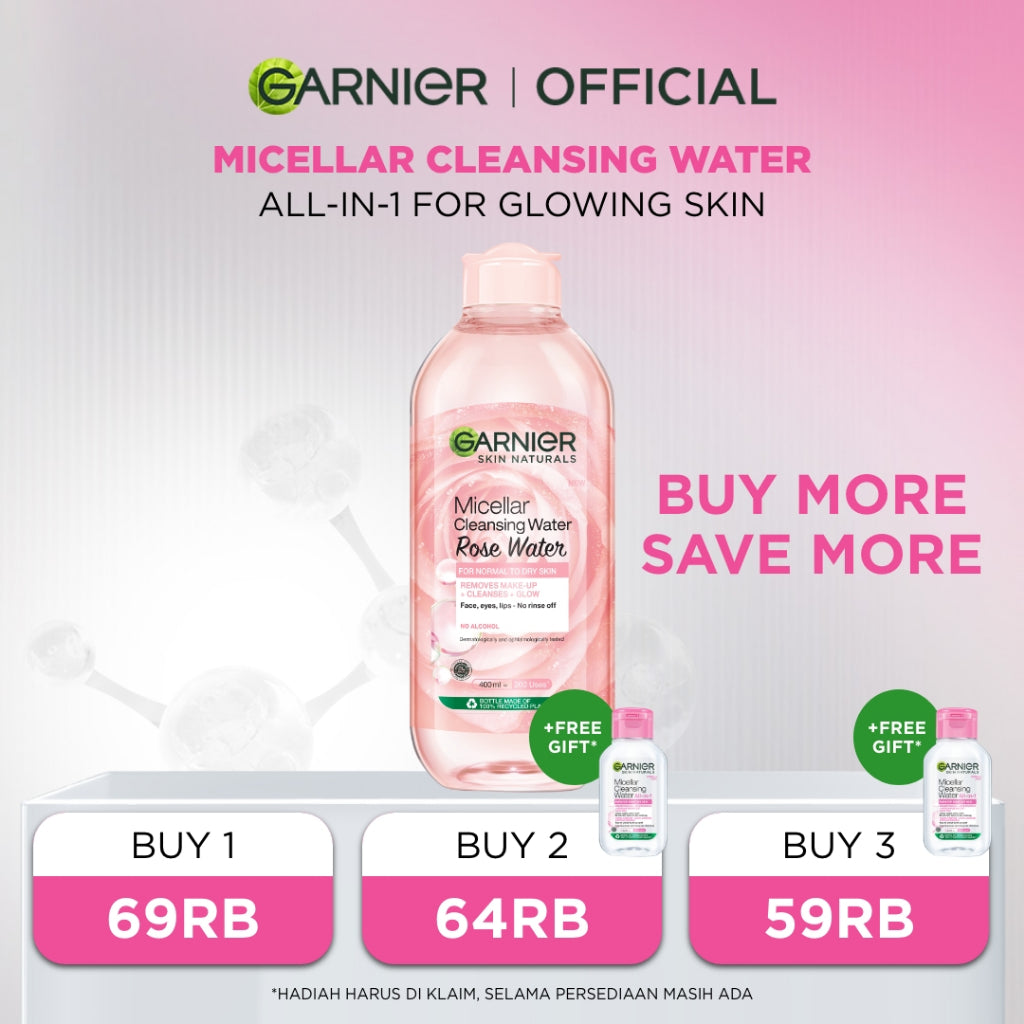 GARNIER Micellar Water ALL VARIANT 400ml Skincare Cleansing - Pembersih Wajah & Make up Membersih dalam sekali swipe Suitable for All Skin Brightening Clear Skin Micellar Cleansing Water