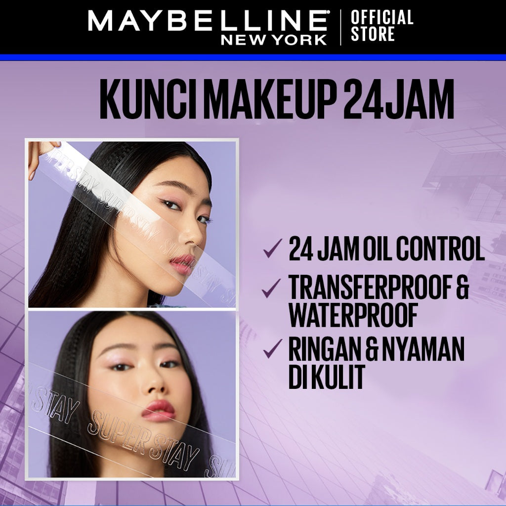 MAYBELLINE OFFICIAL Superstay Unbreakable Set - Superstay Setting Spray, Flex Powder Foundation, Lumi Matte Foundation Shade 111 Transferproof Ringan Tahan Air Waterproof