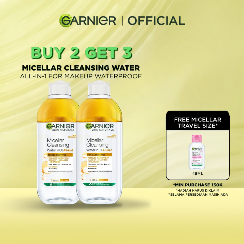 [PAKET HEMAT ISI 2] GARNIER Micellar Water Oil-Infused Skin Care 400ml Skincare Cleansing - Pembersih Wajah & Make up Waterproof untuk semua jenis kulit Micellar Cleansing Water