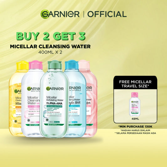 [PAKET HEMAT ISI 2] GARNIER Micellar Water 400ml ALL VARIANT Skincare Cleansing - Pembersih Wajah & Make up untuk Kulit Sensitif Micellar Cleansing Water Paket Skincare 1 set lengkap