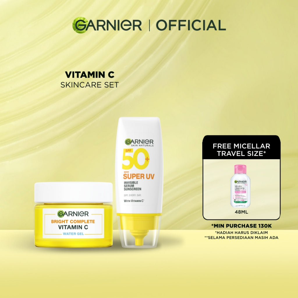 GARNIER Paket Skincare 1 Set Lengkap Vitamin C Brightening 2pcs 3pcs 5pcs| Day Cream Tone Up Mencerahkan Moisturizer Pelembab Facial Wash Sunscreen