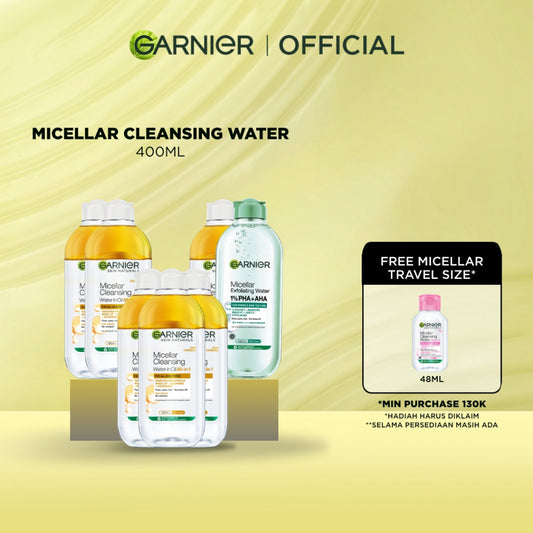 [PAKET HEMAT] GARNIER Micellar Water Oil-Infused Skin Care 400ml Skincare Cleansing Pembersih Wajah & Make up Waterproof untuk semua jenis kulit Micellar Cleansing Water