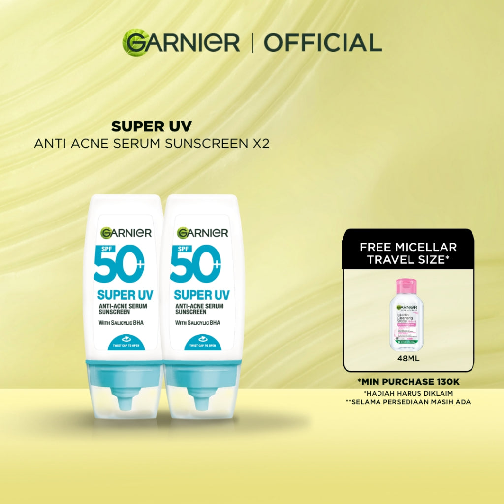 [PAKET HEMAT ISI 2] GARNIER Super UV Serum Sunscreen ALL VARIANT SPF 50+ PA++++ Vitamin C Skincare - 30ml Sunblock Mencerahkan Wajah Sunscreen SPF 50 PA ++++