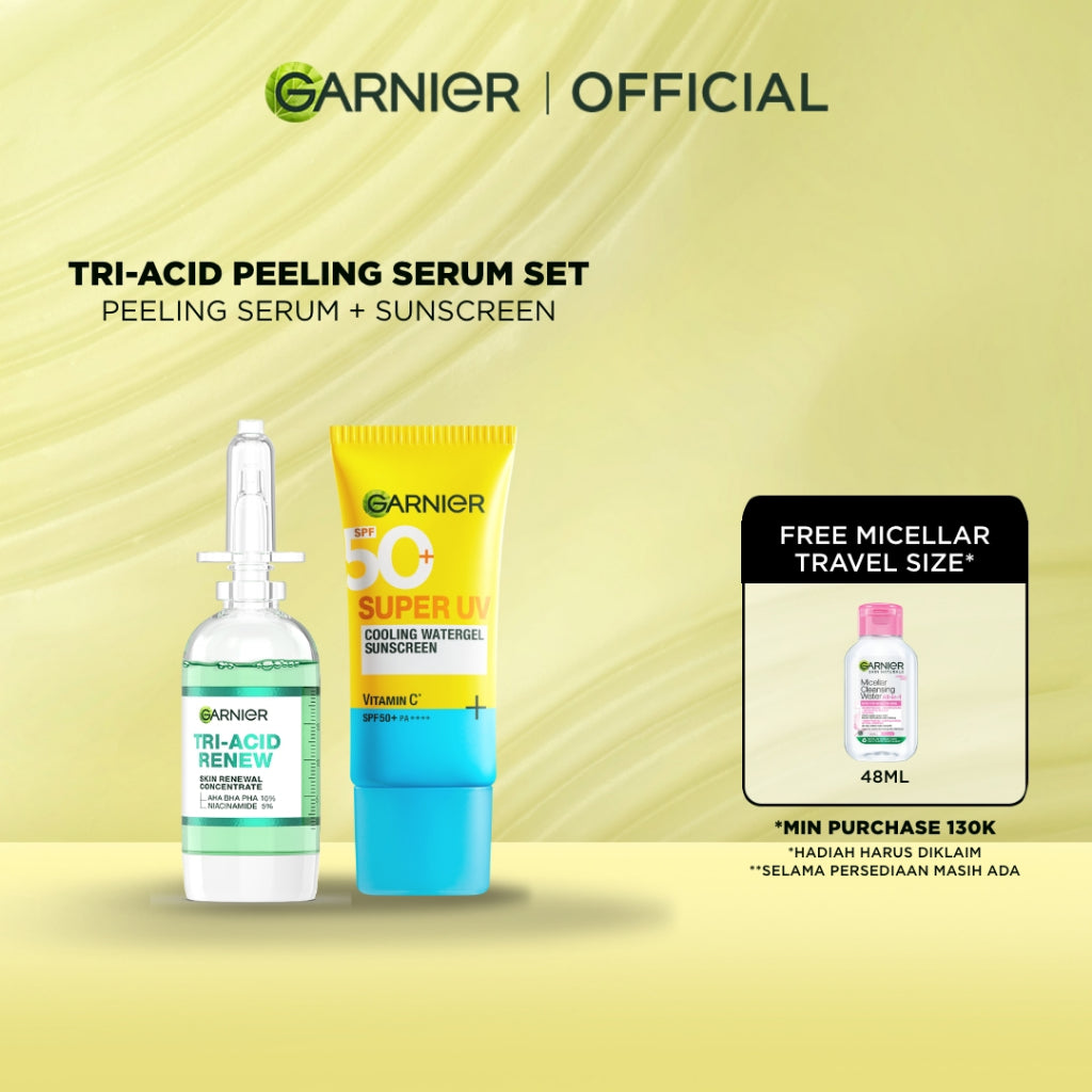 GARNIER Tri Acid Renew Peeling Serum Exfoliasi Wajah - Glass Skin AHA BHA PHA 10% Niacinamide 5% Skincare Exfoliating Renewal Concentrate kulit ideal daily safe for sensitive skin exfoliant serum mencerahkan wajah