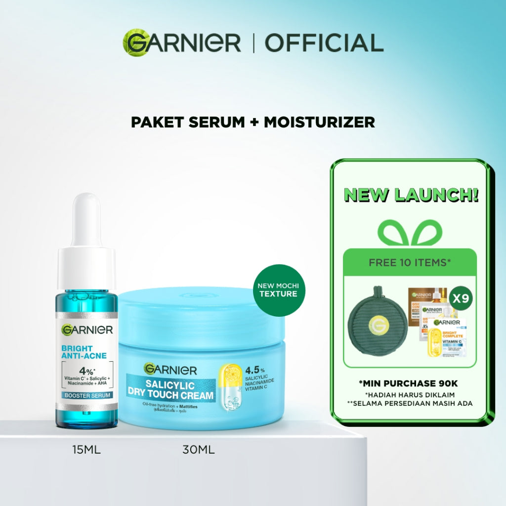 [NEW LAUNCH] GARNIER Mochi Dry Touch Cream Moisturizer Pelembab Wajah Skin Barrier 4.5% Vitamin C / Niacinamide / Salicylic Acid 30ml & 50ml Skincare Set Krim Siang Krim Malam Day Cream Serum Tone Up Mosturizer Mousturizer Cream Pemutih Wajah