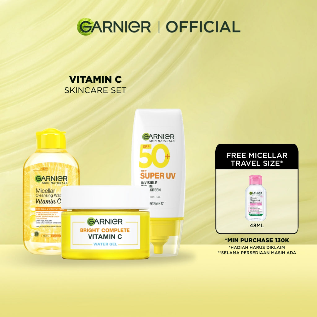 GARNIER Paket Skincare 1 Set Lengkap Vitamin C Brightening 2pcs 3pcs 5pcs| Day Cream Tone Up Mencerahkan Moisturizer Pelembab Facial Wash Sunscreen