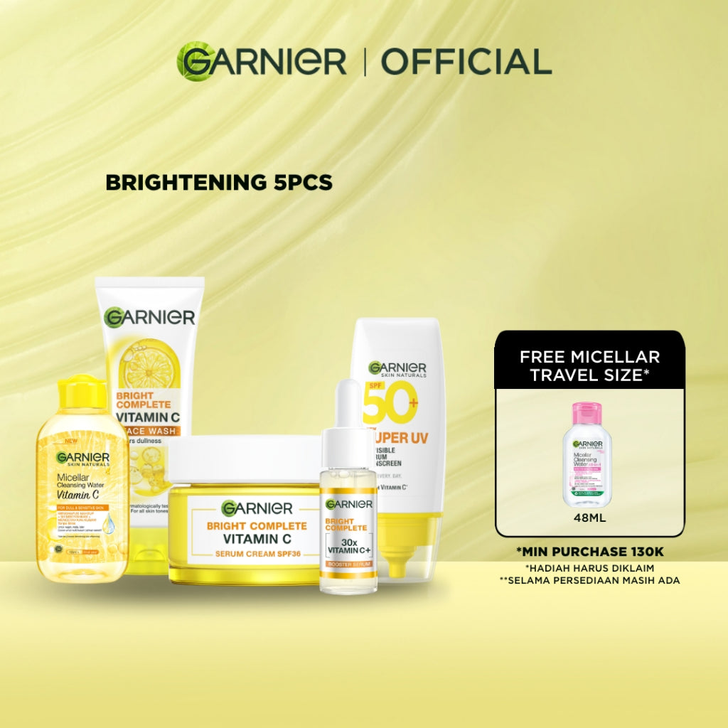 GARNIER Paket Skincare 1 Set Lengkap Vitamin C Brightening 2pcs 3pcs 5pcs| Day Cream Tone Up Mencerahkan Moisturizer Pelembab Facial Wash Sunscreen