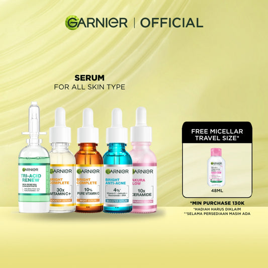 GARNIER Serum Skincare ALL VARIANT Serum Mencerahkan Wajah Vitamin C Ceramide Salycilic Acid Night Peeling Serum 15ml 30ml 50ml Cocok untuk semua jenis kulit Serum Pagi & Malam