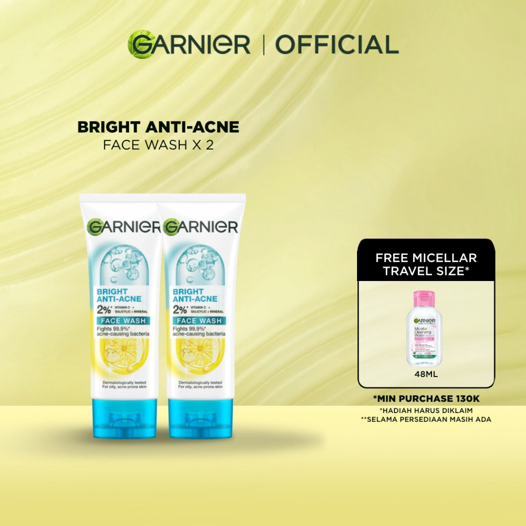 [PAKET HEMAT ISI 2] GARNIER Facial Wash ALL VARIANT 100ML Vitamin C Ceramide Ani Acne Skincare Pembersih Wajah sabun cuci muka sabun muka glowing dan memutihkan Bright Complete Sakura Glow