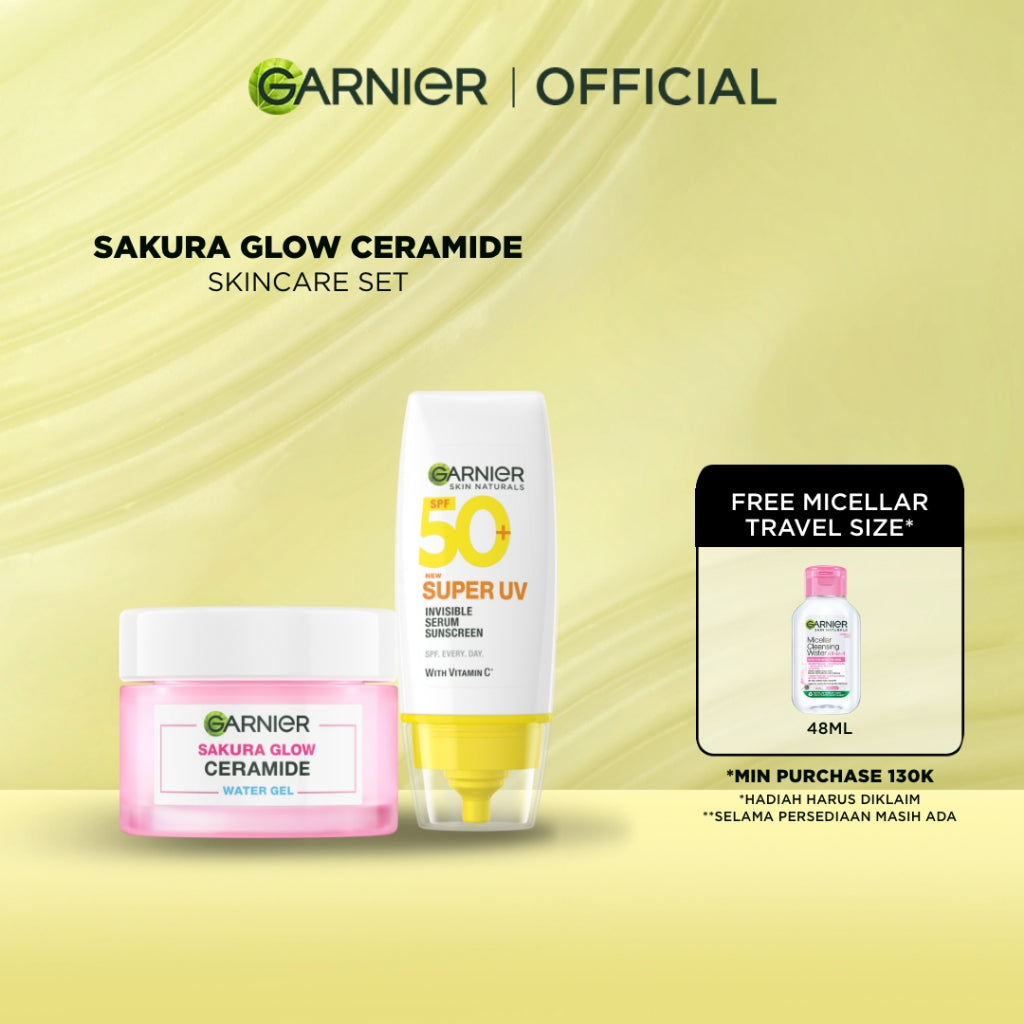 GARNIER Paket Skincare 1 Set Lengkap Sakura Glow Ceramide Skin Barrier 2pcs 3pcs 5pcs| Day Cream Tone Up Mencerahkan moisturizer pelembab Facial Wash Sunscreen